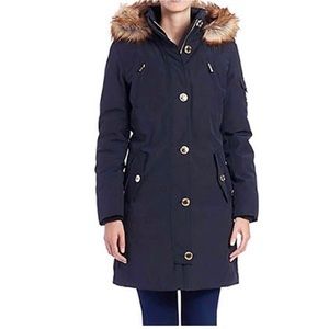 Michael Kors black down parka w/ faux fur trim